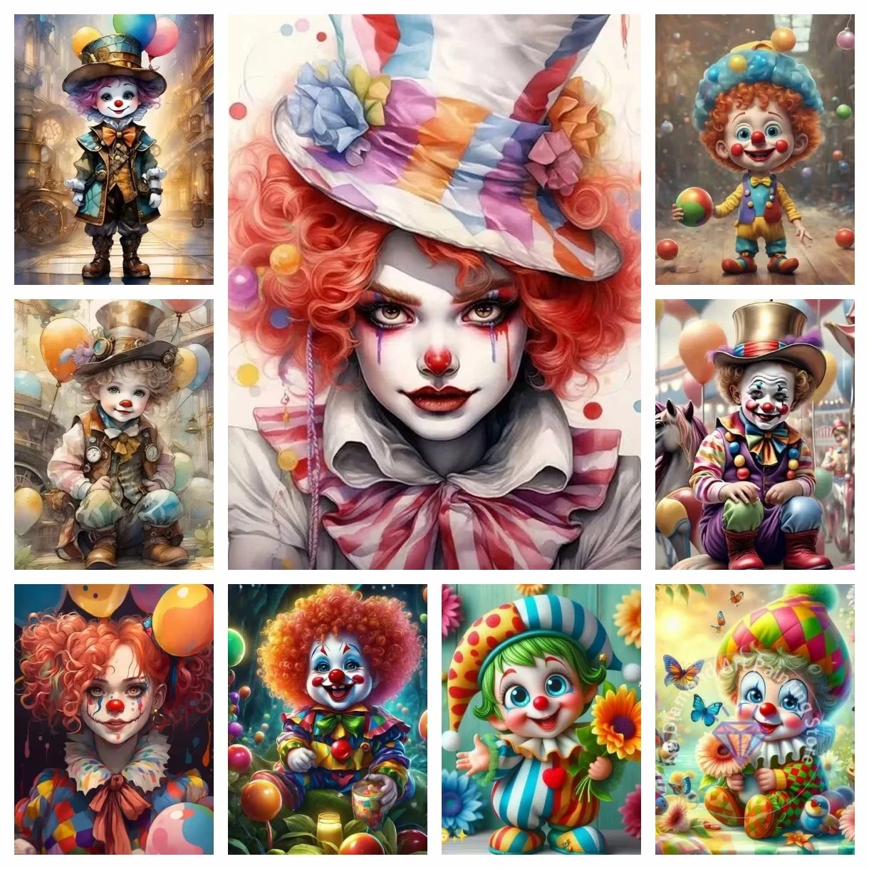 

New DIY AB Diamond Painting Set Embroidery Cute Cartoon Portrait Mosaic Clown Boy Cross Stitch Home Decoration Children Gift