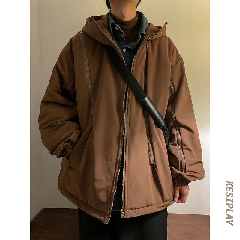 

Утепленная зимняя куртка для мужчин: повседневная, теплая, однотонная, хлопковая, молодежная, модная, водонепроницаемая, на молнии, свободного кроя, из хлопка.