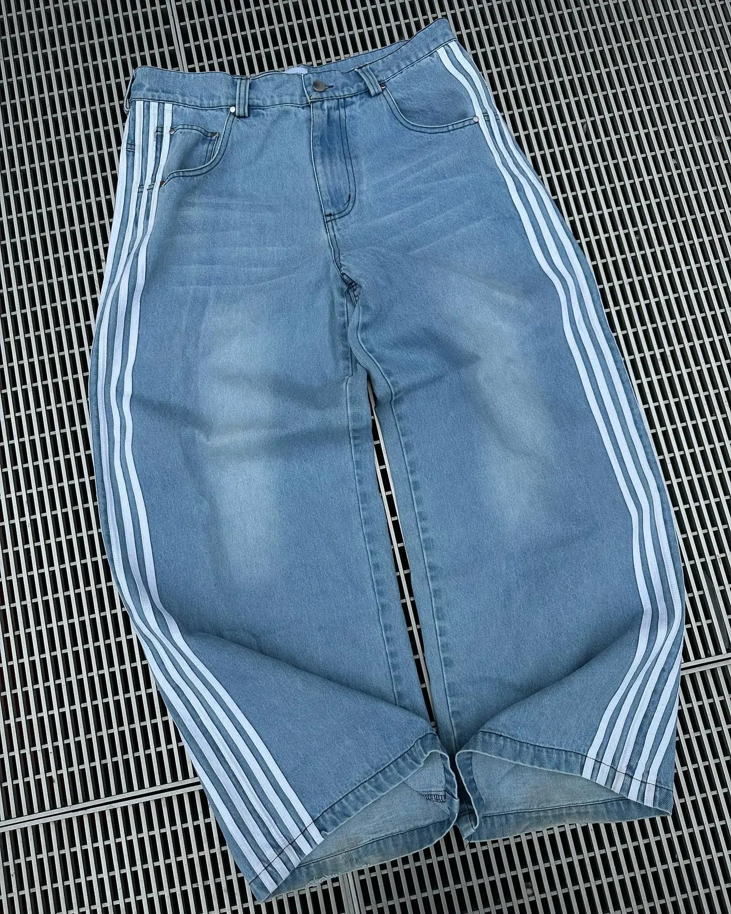 Novo y2k jeans baggy de alta qualidade bordado listrado harajuku sweatpants hip hop streetwear casual perna larga calças jeans aura