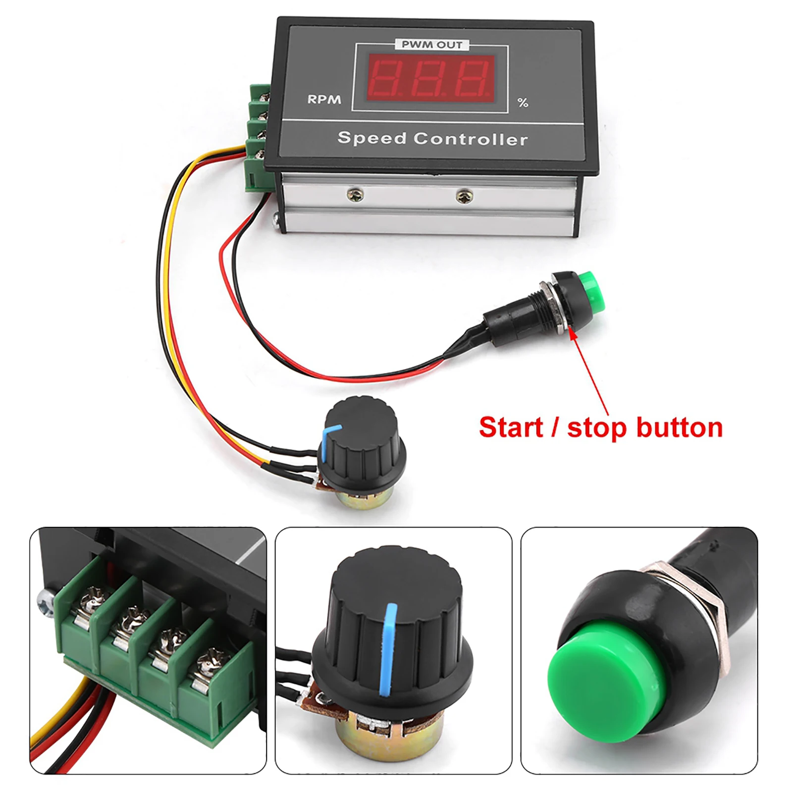 Adjustable Motor Controller Motor Controller 6‑60V 12V 24V 36V 48V 30A PWM  Motor Speed Controller Start Stop Switch