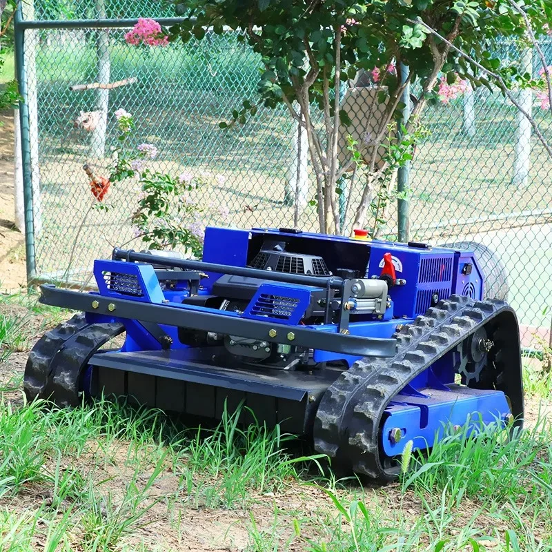 Customized intelligent tracked lawn mower with remote control distance, precise operation, and safe operation on steep slopes