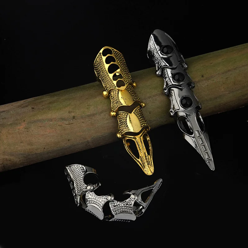 Vintage Punk Armor Joint Ring Adjustable Bendable Finger Knuckle Ring Gothic Personality Finger Sleeve Rings for Men Women
