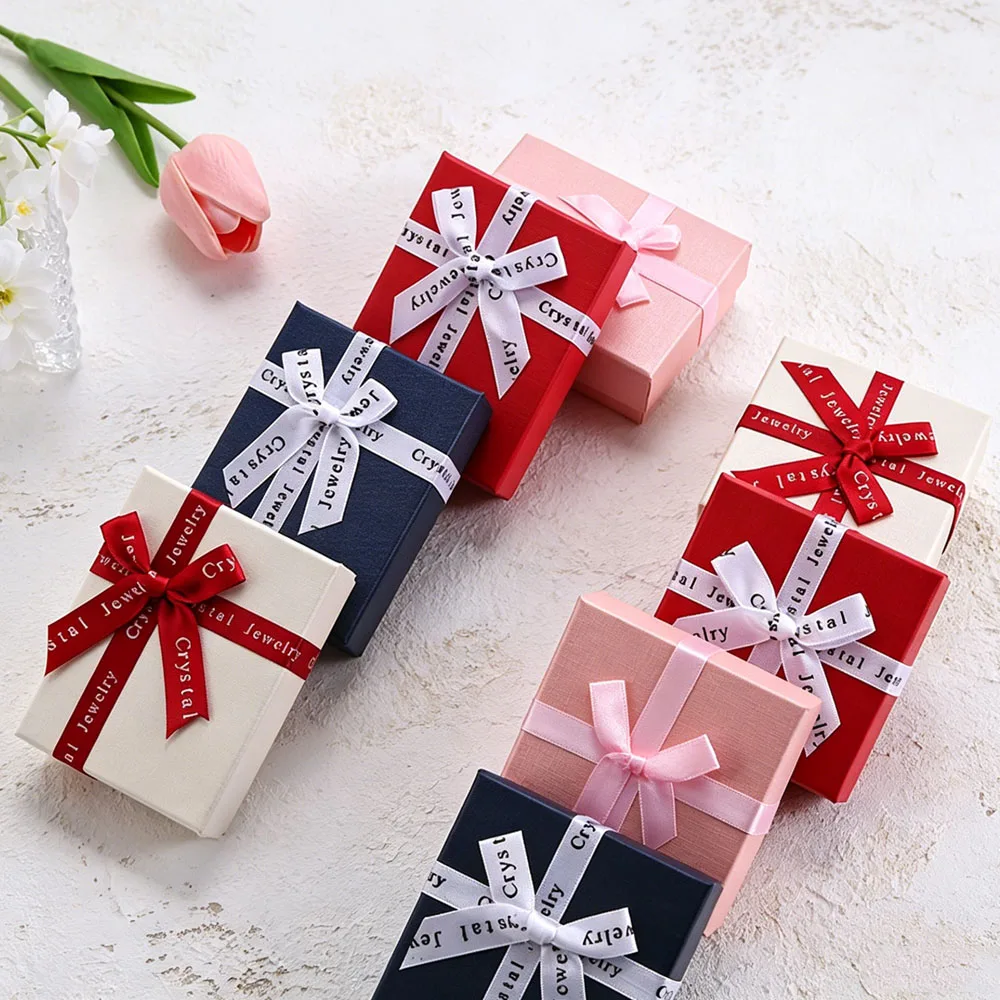 24 Stück neuartige Schmuck-Geschenkboxen mit Schleifenverschluss für Ringe, Ohrringe, Anhänger, Manschettenknöpfe, Broschen, Halsketten, Kopfhörer, Armbänder, mit Papierdeckel zur Aufbewahrung – Detail 1