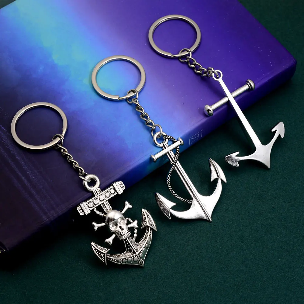 Anchor Charms Keychain Navigation Hook Pendants Keyring Jewelry Gift Key Holder Chain Ring For Men Dad Boyfriend Car Accessories