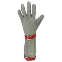 Factory 19cm TPE Belt Mesh Butcher Safety Gloves Long Cuff Cut Resistant Stainless Steel Chain Mail Metal OEM Anti-cut