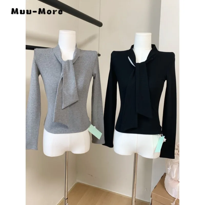 

Casual Office Lady Style Solid Color Long Sleeve Round Neck T-Shirts Women's Fashion All-Match Elegant Style Basics Tees Tops