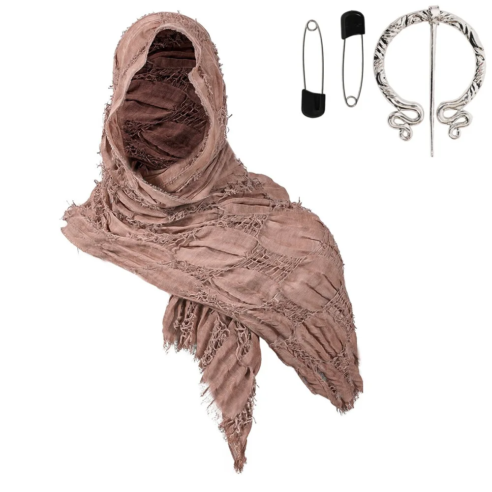 

Модный средневековый стиль, средневековый плащ с брошью викингов, шаль с капюшоном в стиле нищего, шарф, накидка, уличная одежда