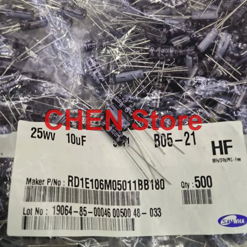 100PCS/lot original SAMWHA RD 25V10UF 5X11MM 105C 10UF 25V electrolytic capacitor free shipping