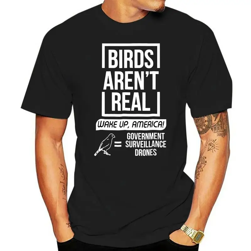 Birds Aren'T Real Wake Up America Black T-Shirt S-3Xl Gildancotton Gift For Men Printing Tee Shirt