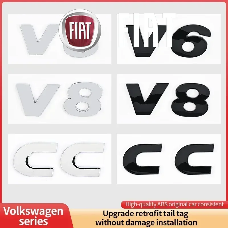 

Rear Trunk Emblem Badge Sticker ABS Plastic Silver and Black for VW Volkswagen GTI CC V6 V8 CADDY JETTA LAVIDA logo Decorative