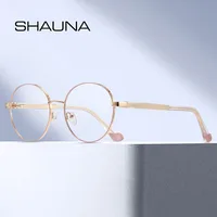 SHAUNA-marcos de gafas transparentes Anti luz azul para mujer, bisagra de primavera Retro, marco de Metal óptico redondo