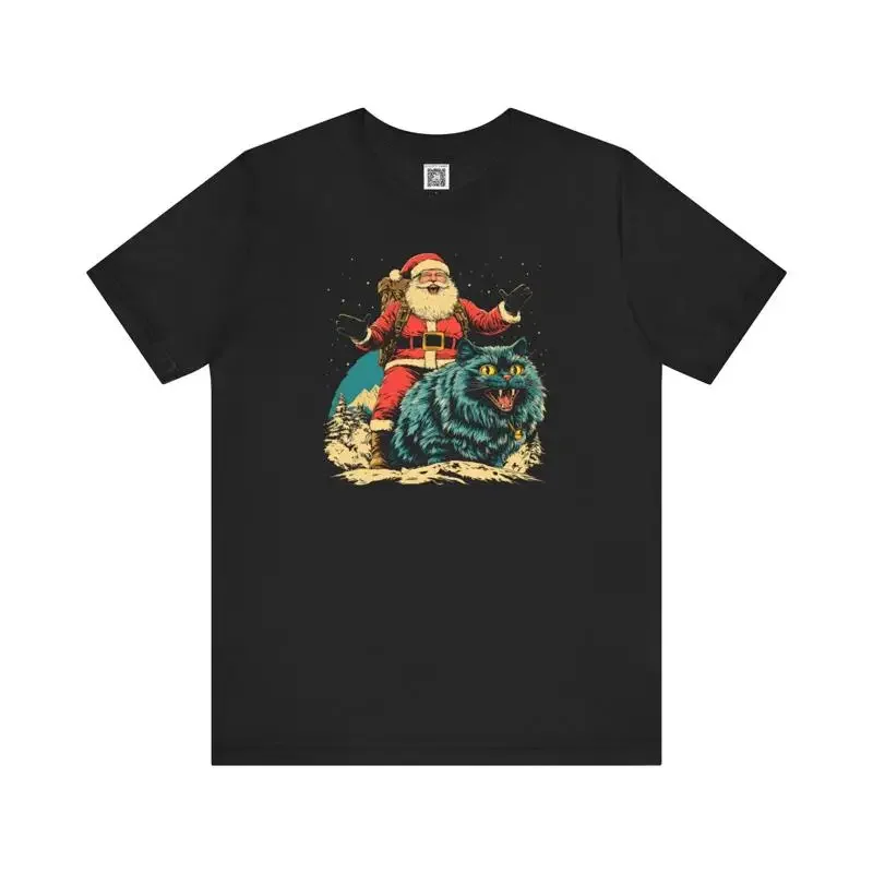Santa Riding a Cat T Shirt