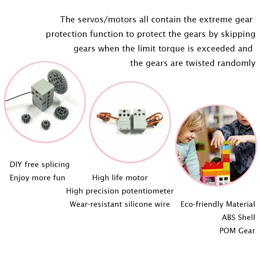 Geekservo 2KG Grey 360° Programmable Servo with Dual Output Shaft High Torque for Legoeds Building Blocks & Microbit