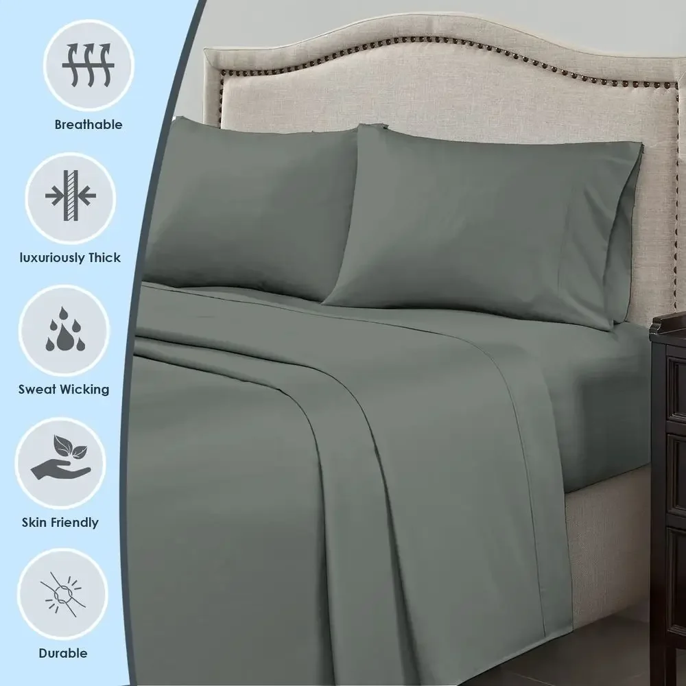 Luxury Cotton California King Sheet Set Dark Grey