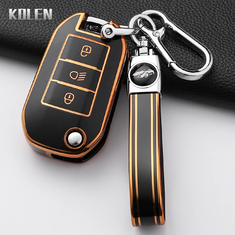 

Fashion Car Key Case Cover For Peugeot 208 308 408 508 2008 3008 4008 5008 For Citroen C3 C4 CACTUS C6 C8 Protected Keychain Fob