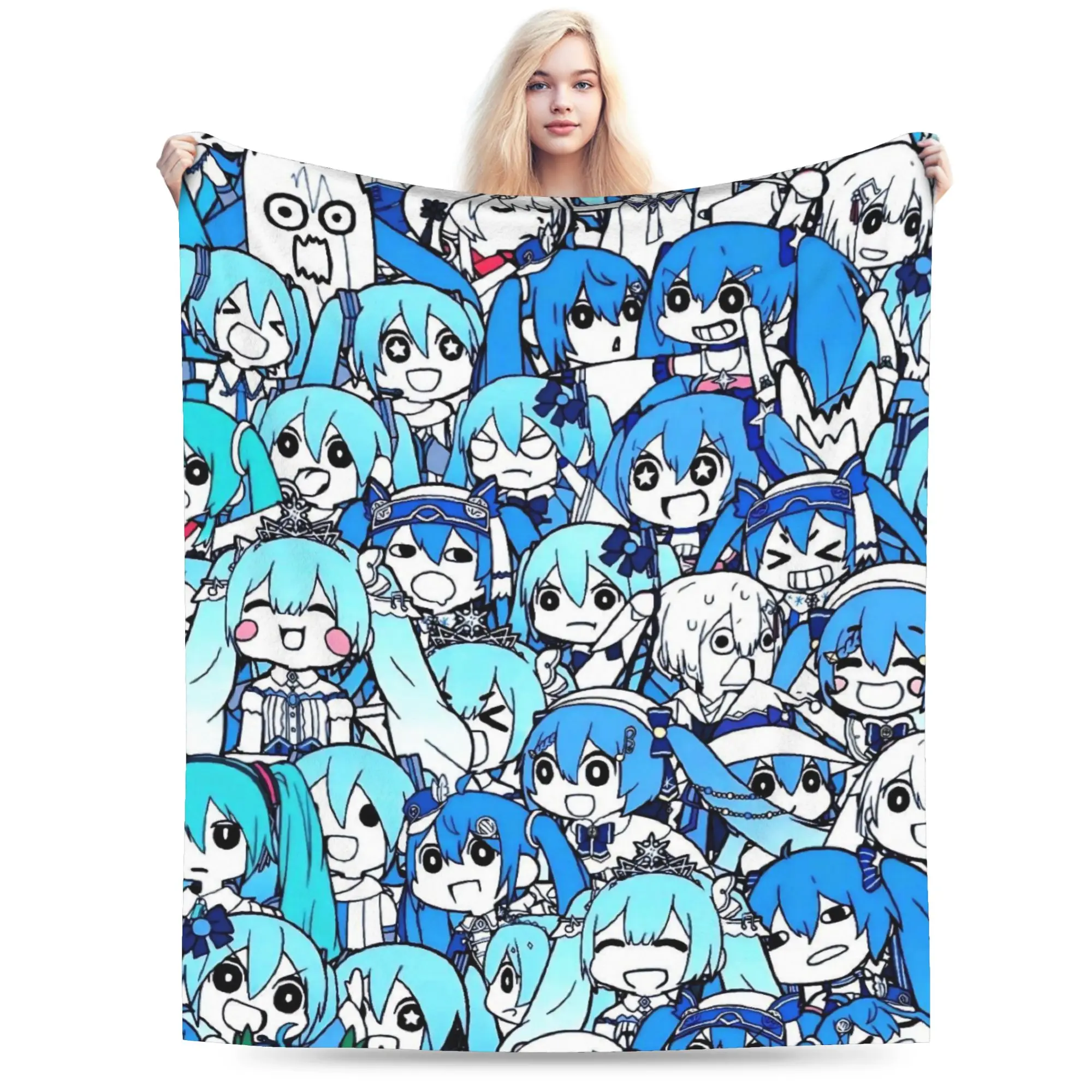 

Одеяла в стиле аниме Hatsune Miku, бархатное зимнее портативное теплое одеяло для дома, путешествий, покрывало