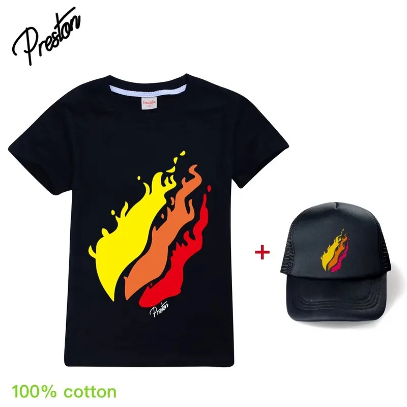 حار بيع P-Prestonplayz طفل تيشيرت صيفي المراهقات الملابس القطن الفتيان التي شيرت بوتيك الاطفال تيز س الرقبة الأطفال بلايز