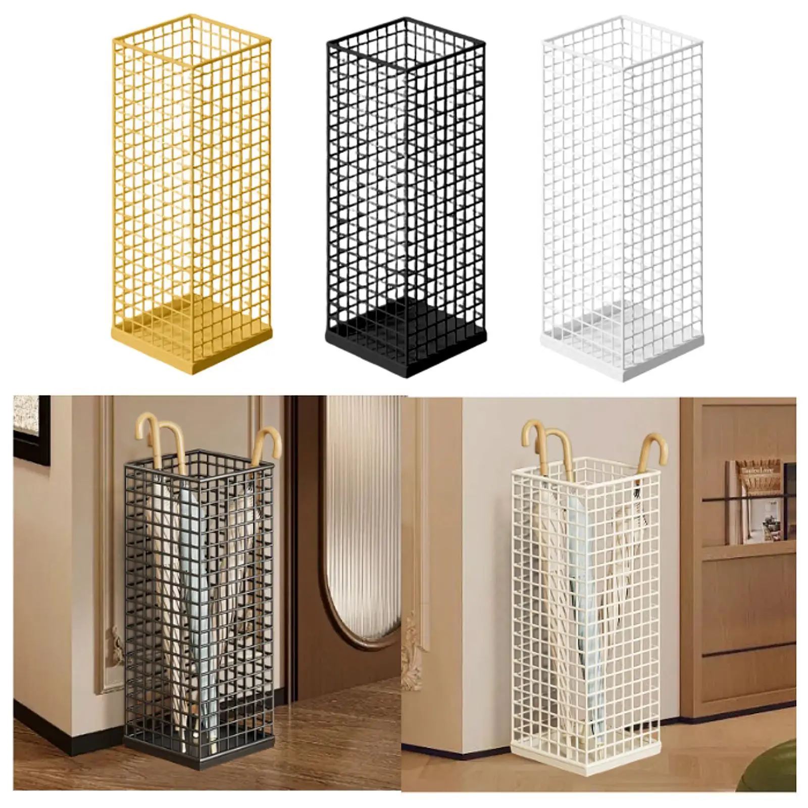 Soporte de paraguas de hierro, cubo de almacenamiento moderno de gran capacidad, organizador de paraguas para Hotel, oficina, interior, exterior, entrada de casa
