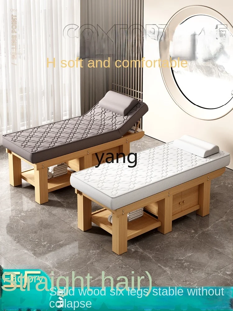 Yjq Solid Wood Latex Beauty Massage Bed Beauty Salon Special Body Massage Ear Cleaning Tattoo Embroidery Eyelash Beauty