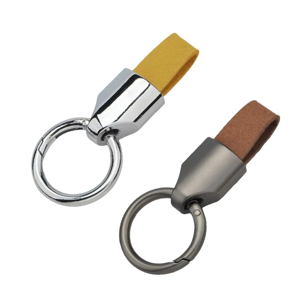 1Pc Leather Keychain Fashion Strap Key Fob Leather Keychain For Men Women Metal Bag pendant Car Key Ring Holder Gift Accessories