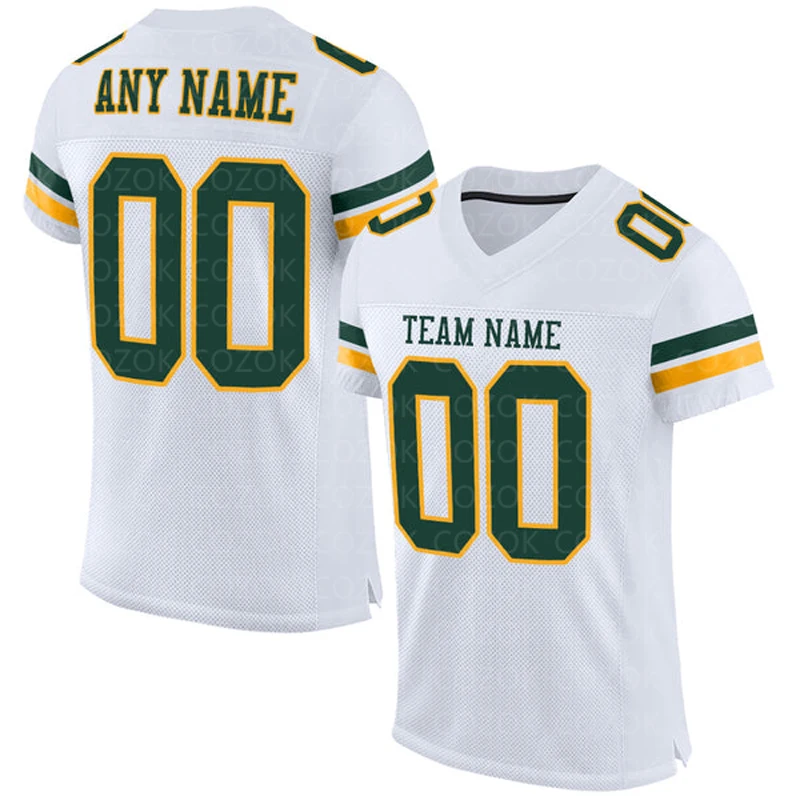 White Jersey Customized Football Jersey for Men Football Short Sleeves Athletic Tee Shirts