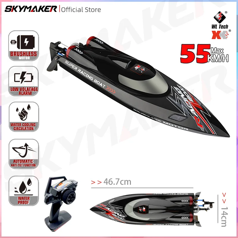 WLtoys WL916 High Speed RC Boat 55km/h Remote Control Boats 2.4GHz  Capsize Low Battery Alarm RC Boat Toy Gift for Kids Adults