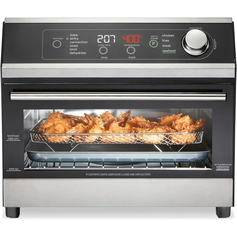 Digital Toaster Oven Air Fryer Combo, 10 Ways To Cook, 4 Preset Functions, Stay on & 1800 Watts, LED Capacitive-Touch Controls