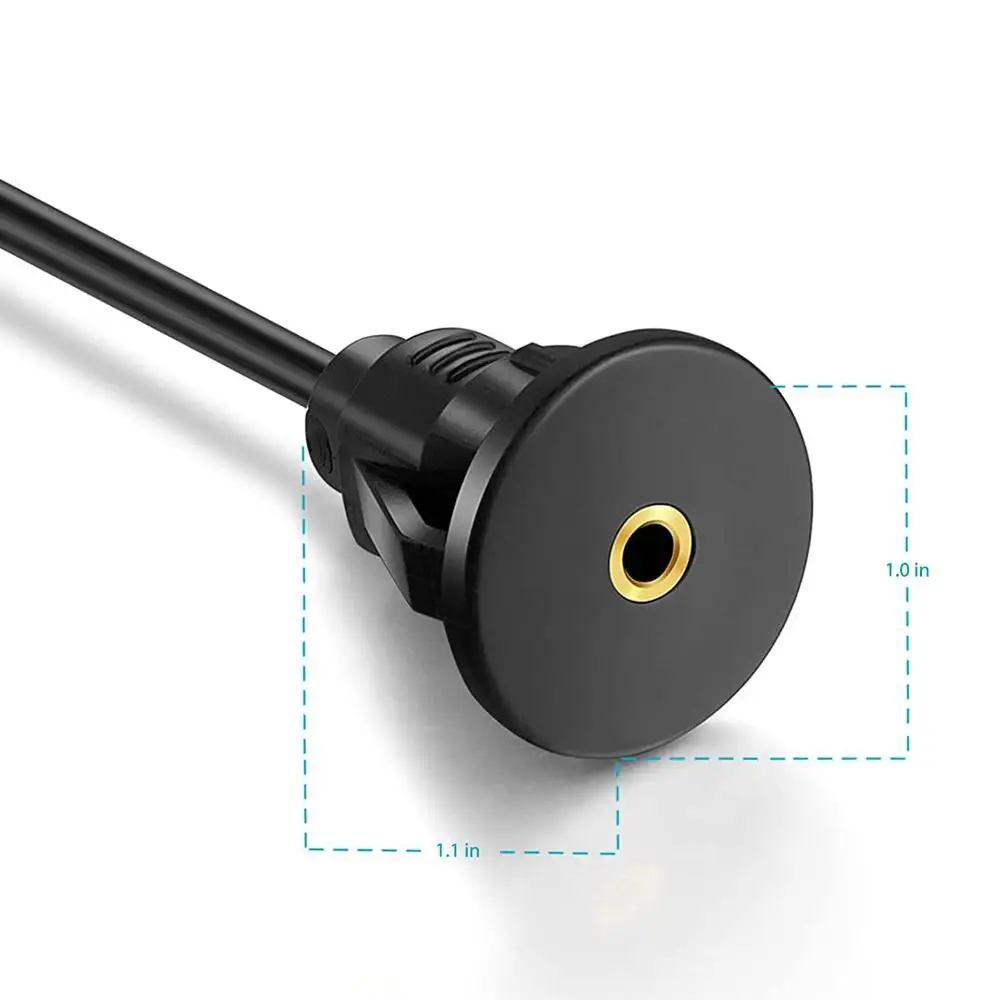 3.5mm Male to Female AUX Audio Jack Waterproof Extension Cable Car Truck Dashboard Panel Flush Mount Cable for Car