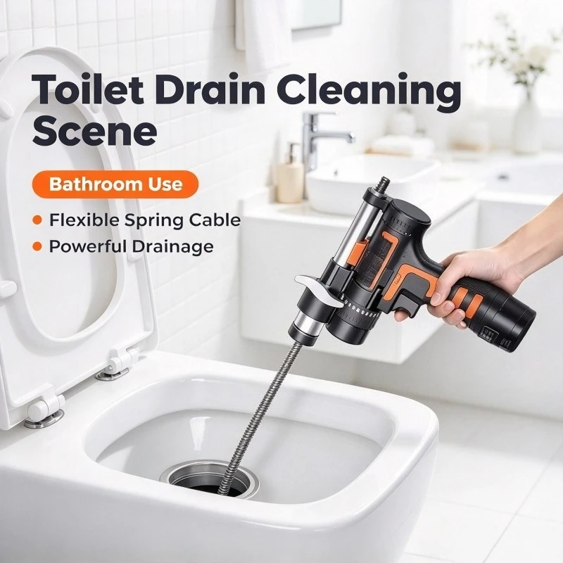 Sewer Dredging Tool for Toilet Floor Drain Kitchen Pipe Blockage Remover Manual Drain Auger Unclogger for Bathroom Sink Clog C