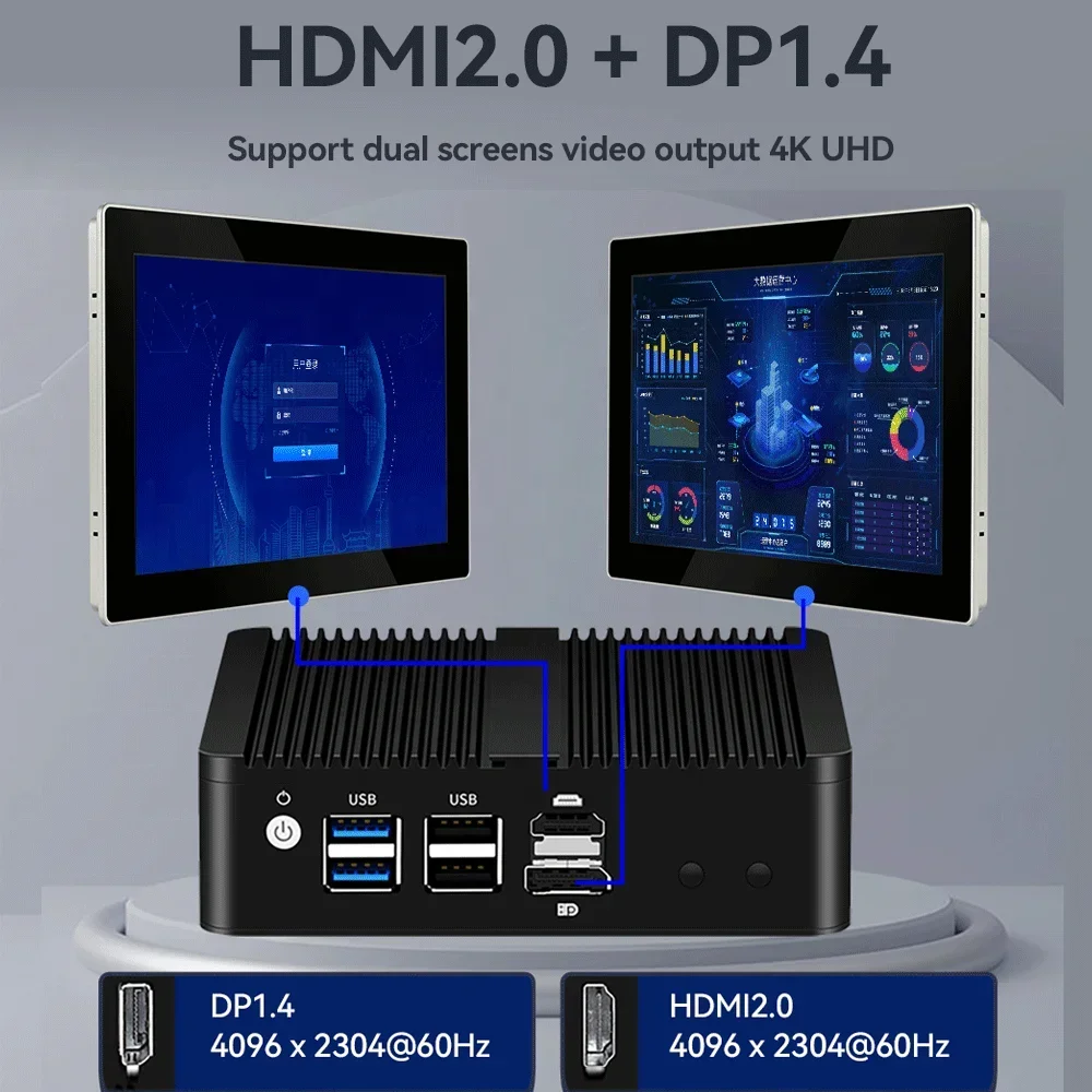 Router portátil do PC do Firewall, núcleo do quadrilátero, N100, PFsense, DDR5, 4LAN, 2.5G, I225V, Ethernet do gigabit de NIC, escritório home, mini servidor