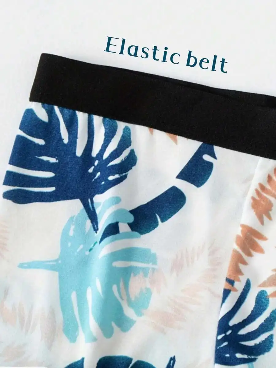 

5pcs Mens Floral Print Boxer Briefs Elastic Waistband Comfortable Breathable Underwear