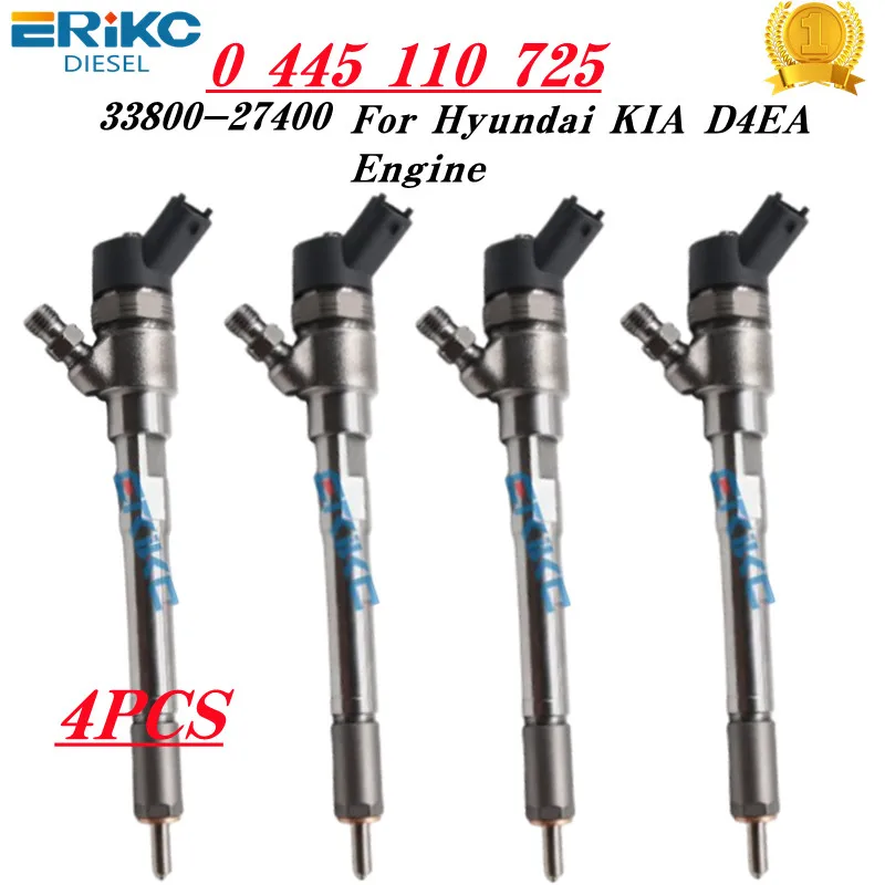 

4PCS 0445110725 Genuine Injector 33800-27400 Diesel Fuel Nozzle 0 445 110 725 for Hyundai KIA D4EA Engine 3380027400