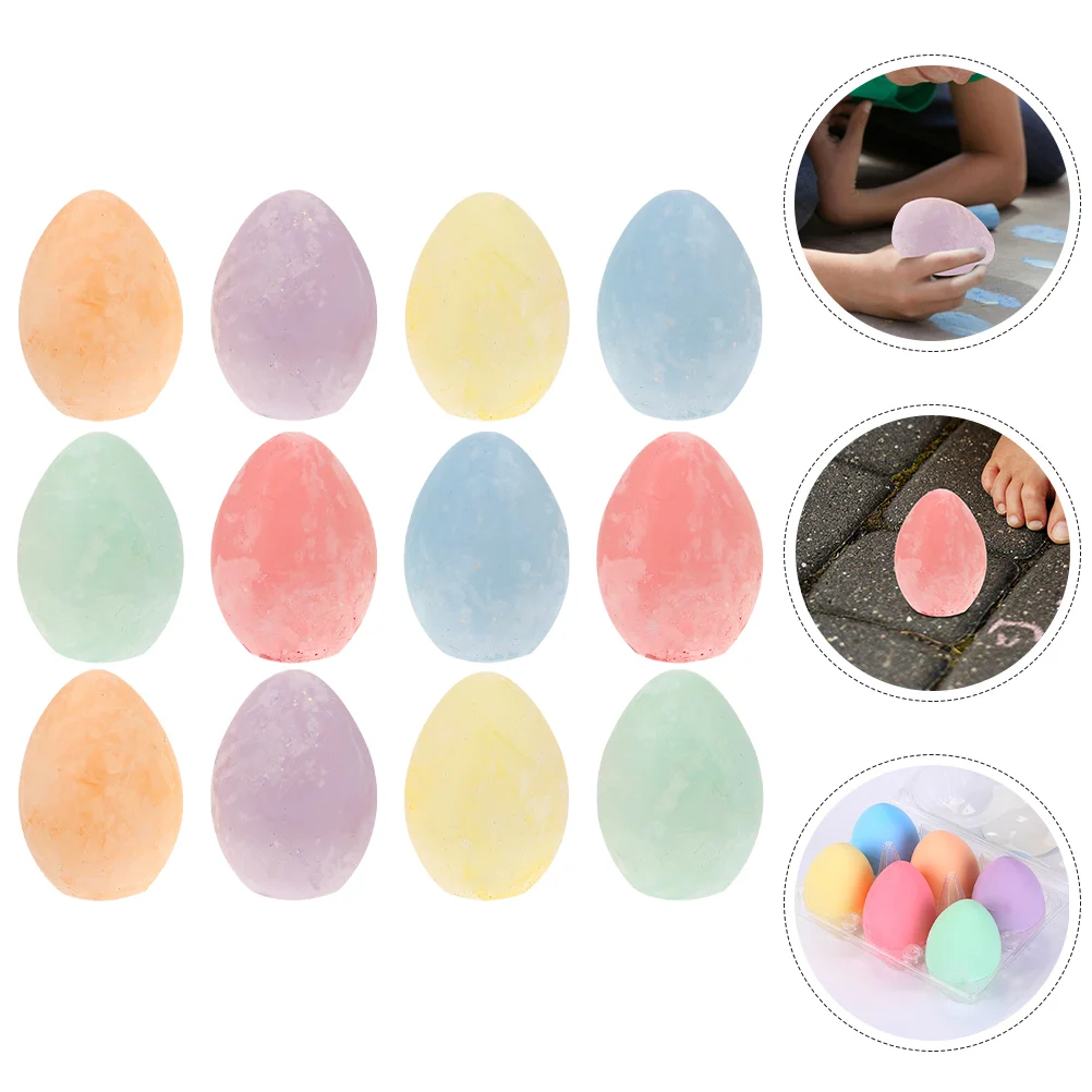 12 Pcs Erasable Egg Chalk Child Pastel Pencils Kids Toys Calcium Sulfate Eggs-Shaped Chalks