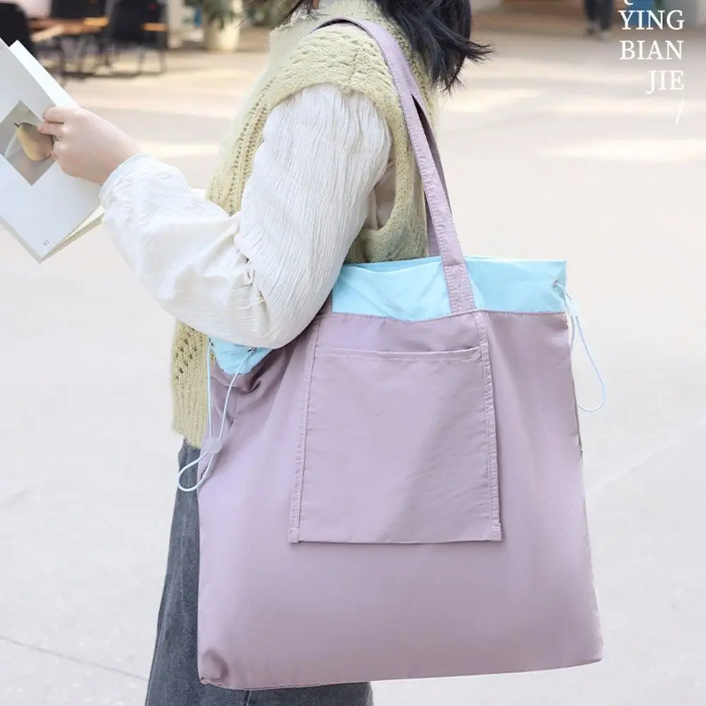 

Многоразовая складная сумка для покупок с шнурком, легкая дорожная сумка для продуктов, нейлоновая экологически чистая сумка на шнурке, еда