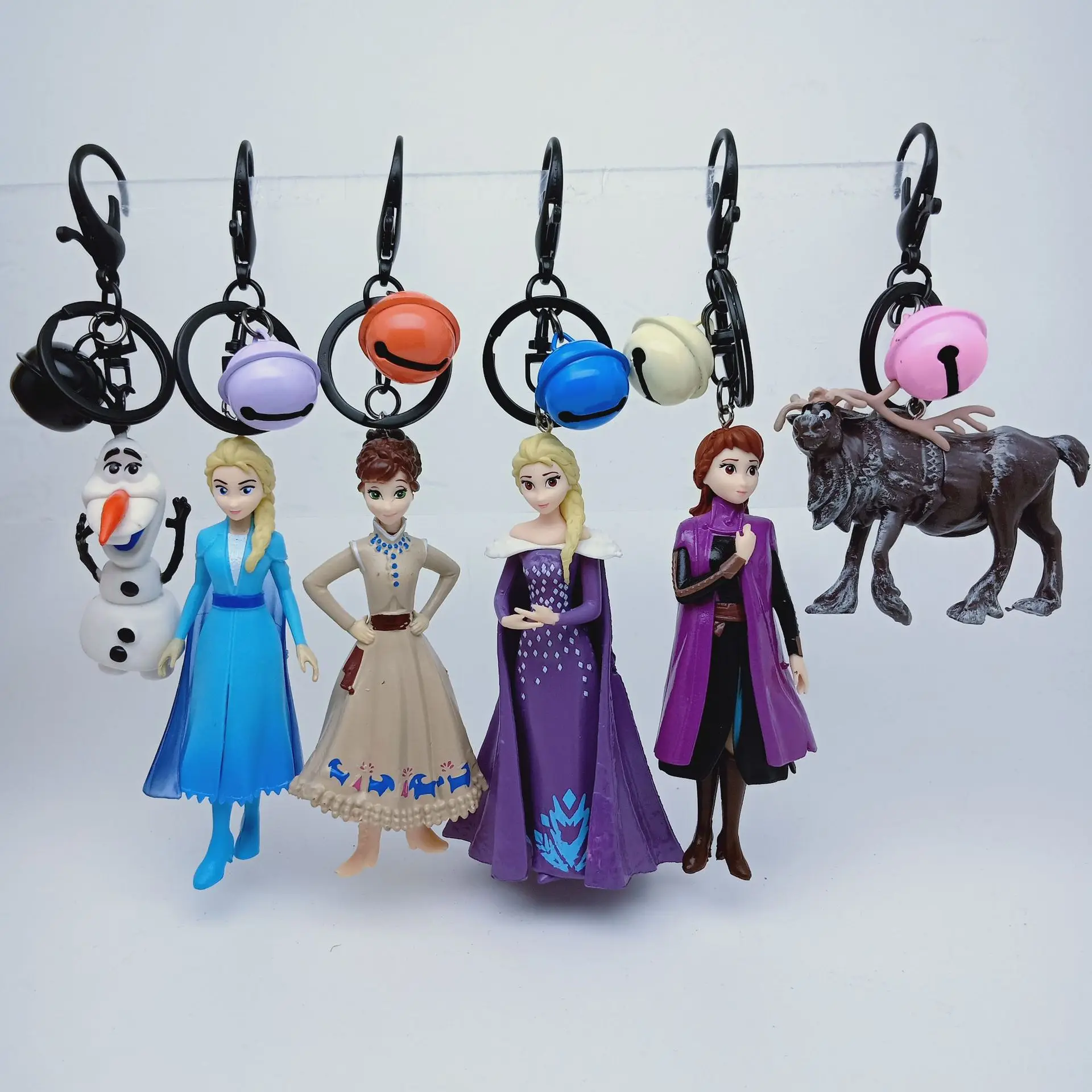 6Pcs/Set Disney Frozen 2 Elsa Anna Kristoff Olaf Key chain Action Figure Romantic Toy Girls Birthday Gifts Toys