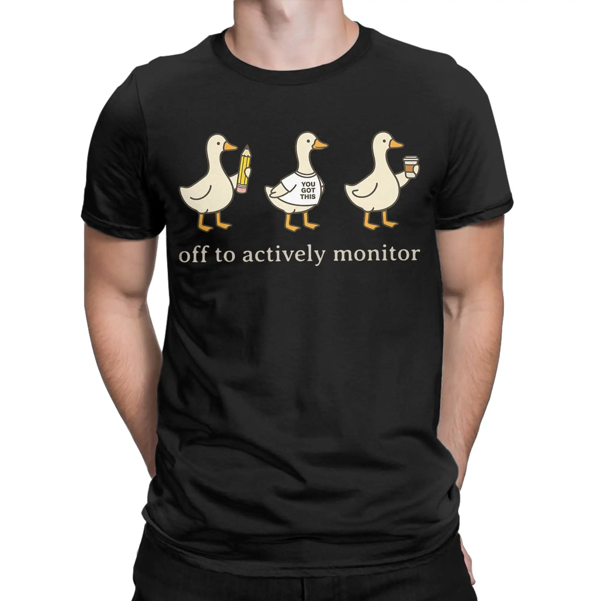 Men's T-Shirts Off to Actively Monitor Teacher Testing Day Goose Cool Cotton Tee Short Sleeve T Shirt Round Collar Tops Gift