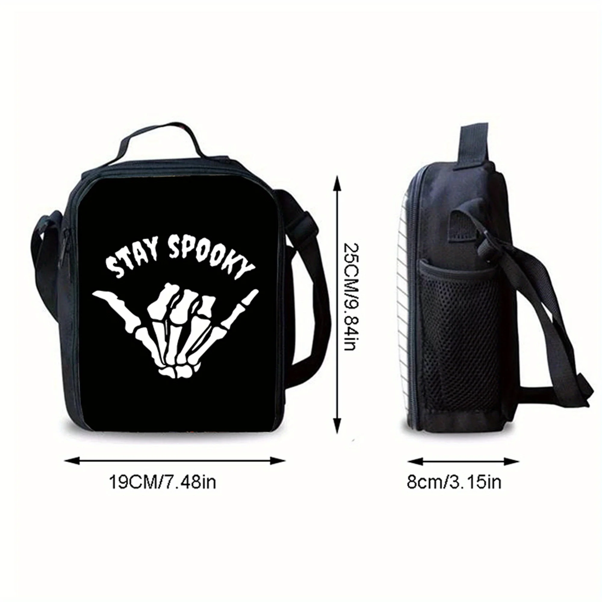 Skull Finger Pattern Lunch Bag Fashion Thermal Insulation Bag Large-capacity Outdoor Picnic Bag Practical Back-to-school Gift