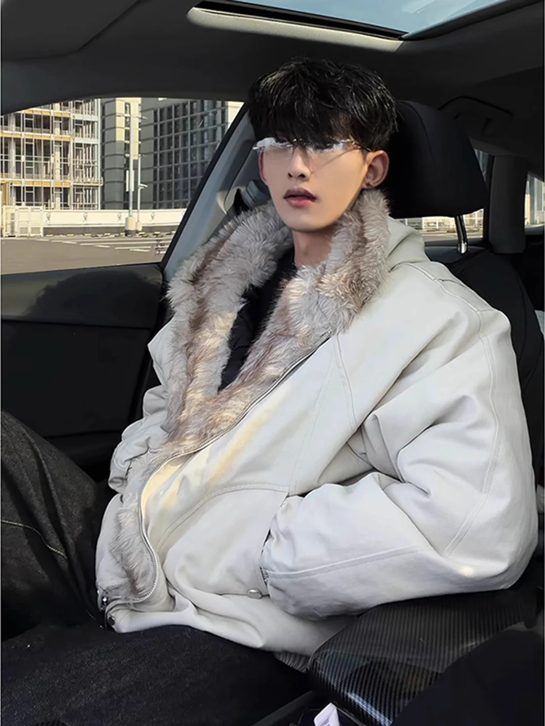 

Мужская зимняя куртка с хлопковым утеплителем, флисовой подкладкой, меховым воротником, приталенного кроя, повседневная, теплая, на молнии