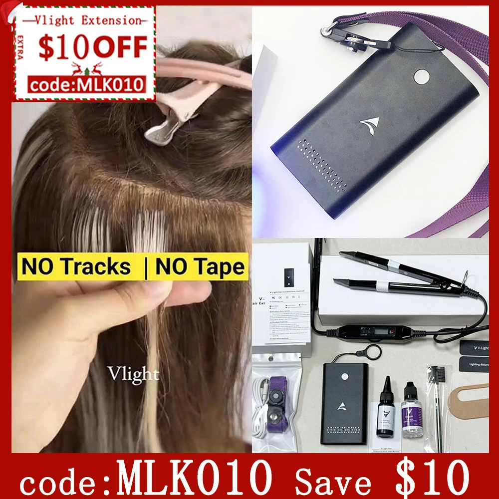 V-Light Hair Extension Machine UV glue Connection Kit Set Invisible Hair Bonding Tools with Hair extension Removal Machine