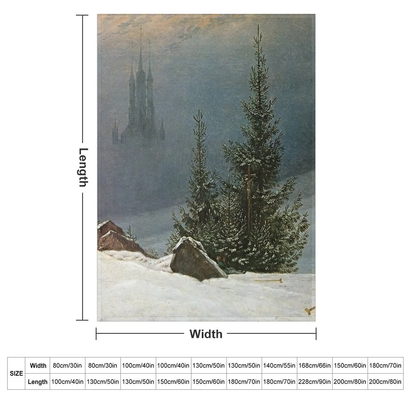 Winter landscape with church - Caspar David Friedrich Throw Blanket Luxury Thicken Decoratives Cute Plaid bed plaid Blankets