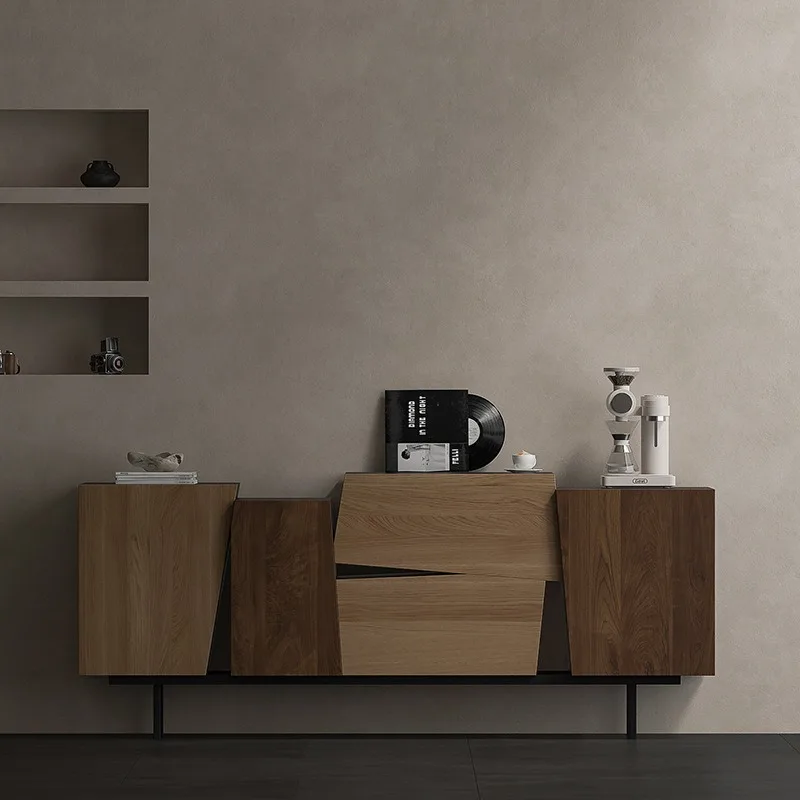 

Solid wood dining side cabinet, log locker, simple modern art side cabinet, floor-to-ceiling cabinet, all solid wood