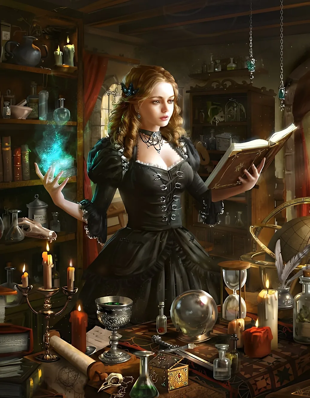 

JMINE Div 5D Богиня Ведьма Книга Волшебная Лаборатория Полная алмазная живопись наборы крестиков искусство волшебное колдовство 3D краска с бриллиантами