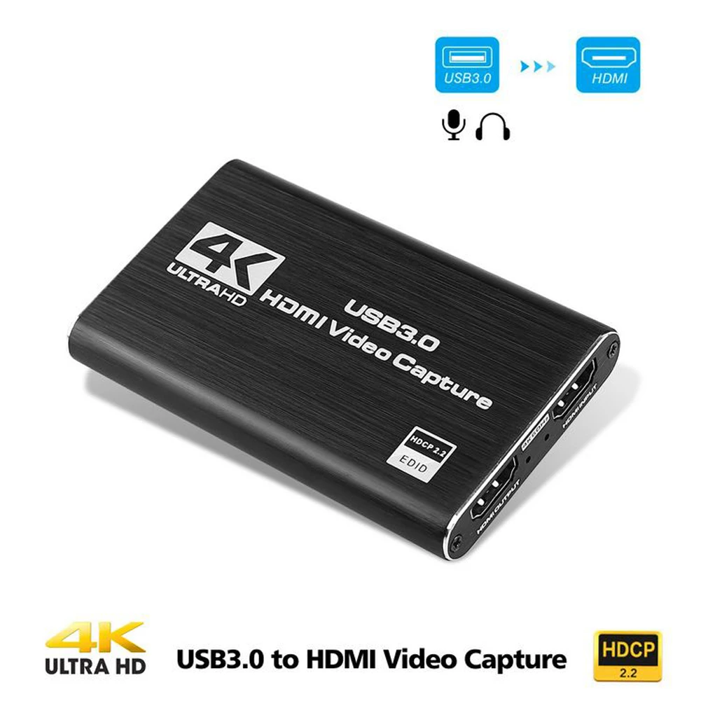 4K 1080p HDMI-compatible Capture Card 4K@60HZ USB3.0 Screen Recording Card 60 FPS HD Recorder Grabber for Game Live Streaming