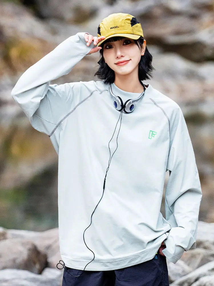 

Модная быстросохнущая тонкая рубашка для занятий спортом на открытом воздухе с длинными рукавами и круглым вырезом, влагоотводящий велосипедный топ для мужчин и женщин