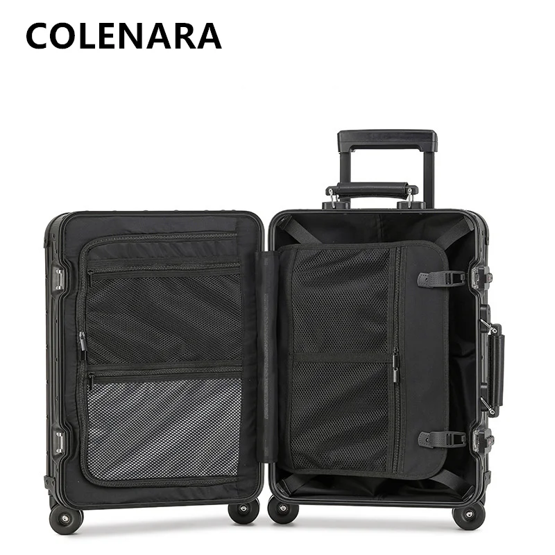 COLENARA Cabin Suitcase All Aluminum Magnesium Alloy Boarding Box Business Trolley Case 20