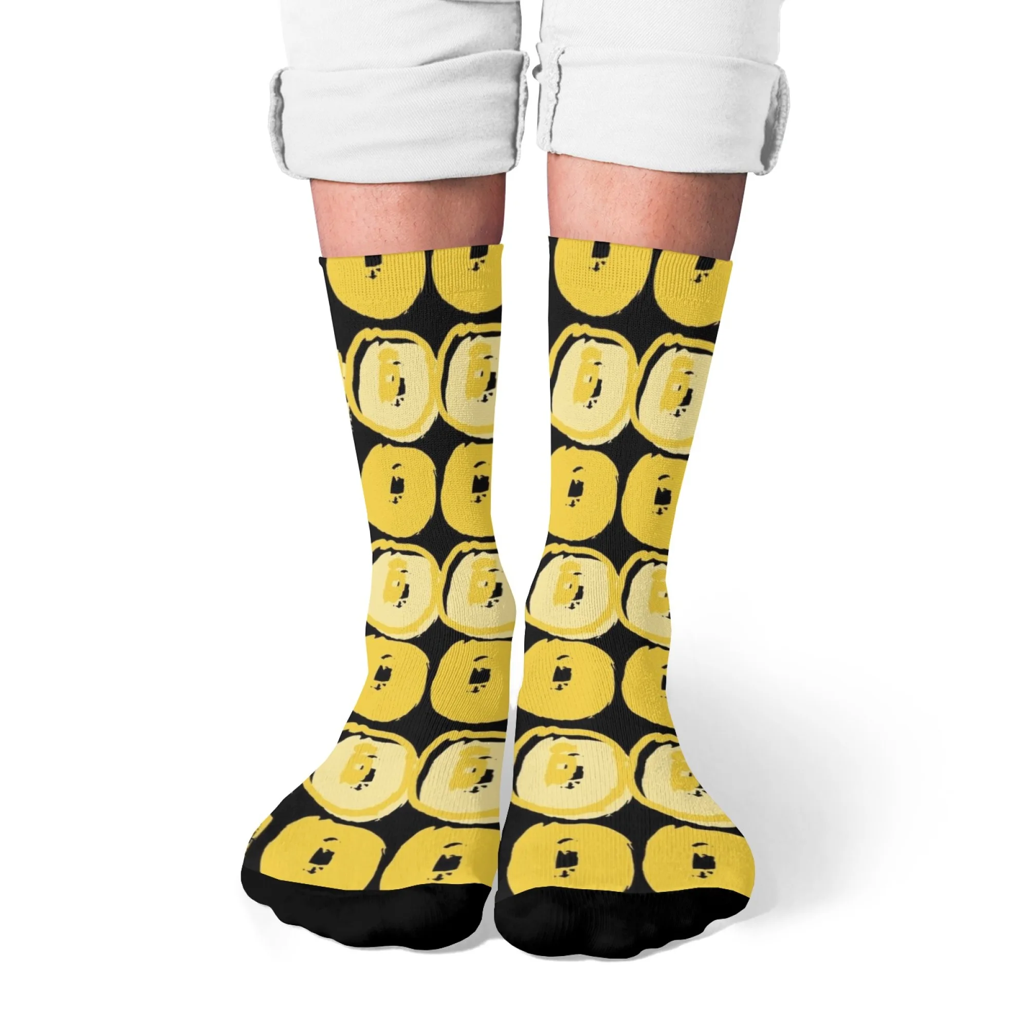 Kaus kaki pria bergambar seni abstrak modis nomor 6, kaus kaki crew hip-hop jalanan retro Harajuku yang baru, kaus kaki kasual yang nyaman