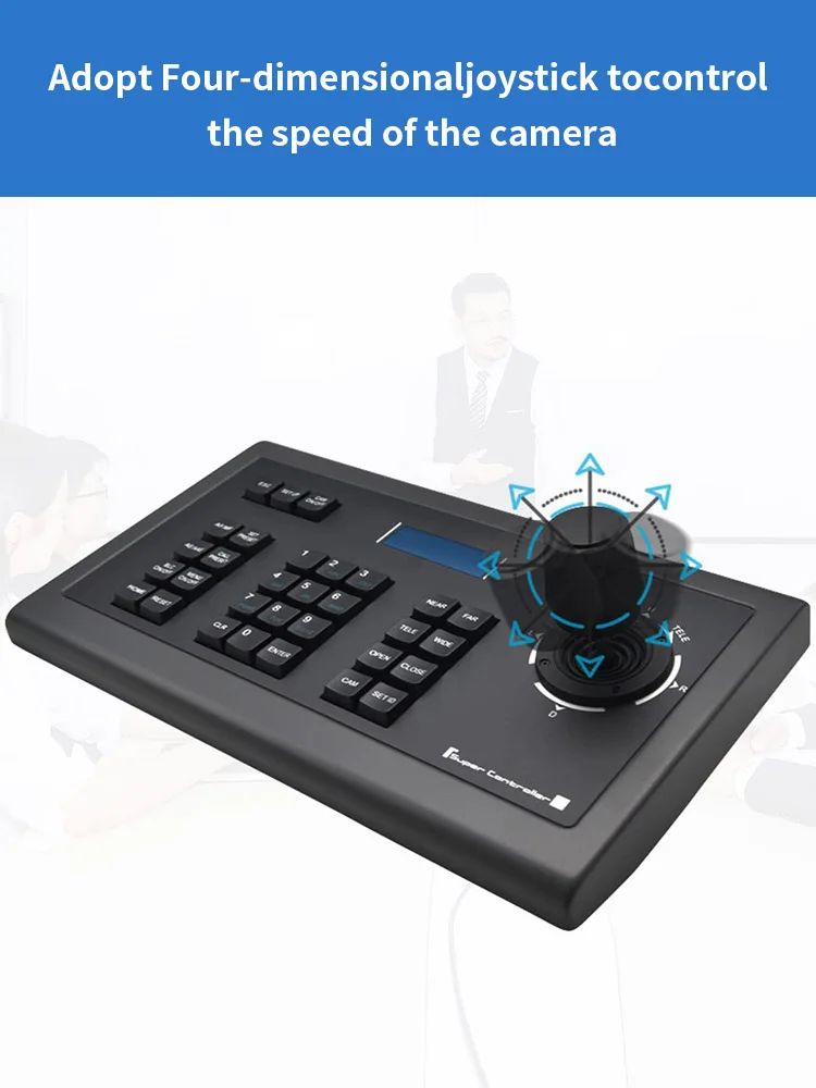 PTZ Camera Controller Video Conference Joystick Keyboard LCD Screen Display RS232 RS485 for Broadcast Church Live Streaming