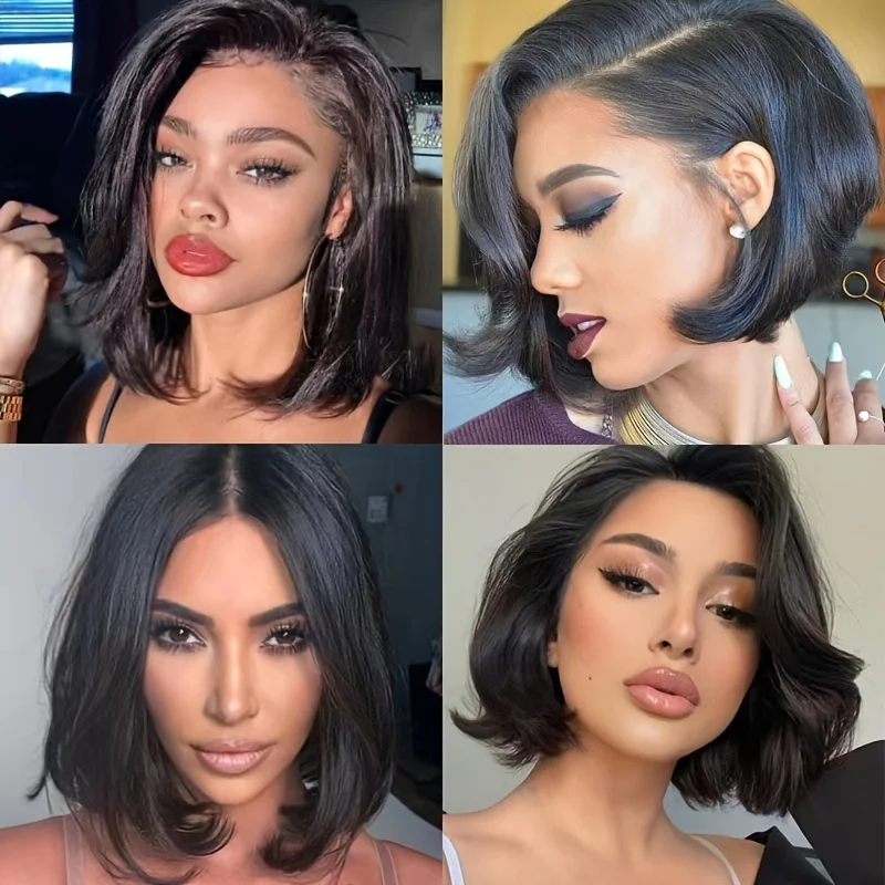 Bouncy Curly Human Hair Bundles with Closure Short Bob Human Hair Weave Extensions 4 Bundles With Closure