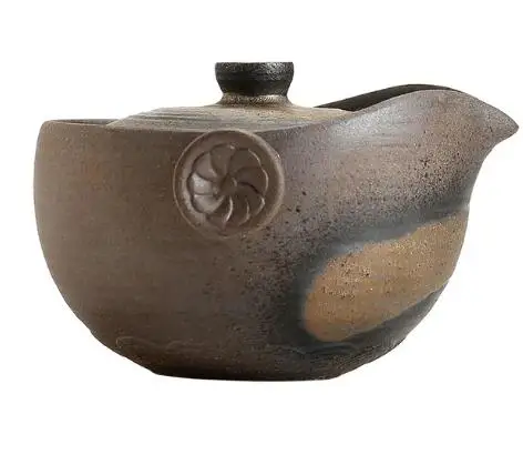 

200ml Stoneware Large Hand-held Teapot Tea Bowl Rhyme Home Gaiwan Wood-burning Handmade Retro Set