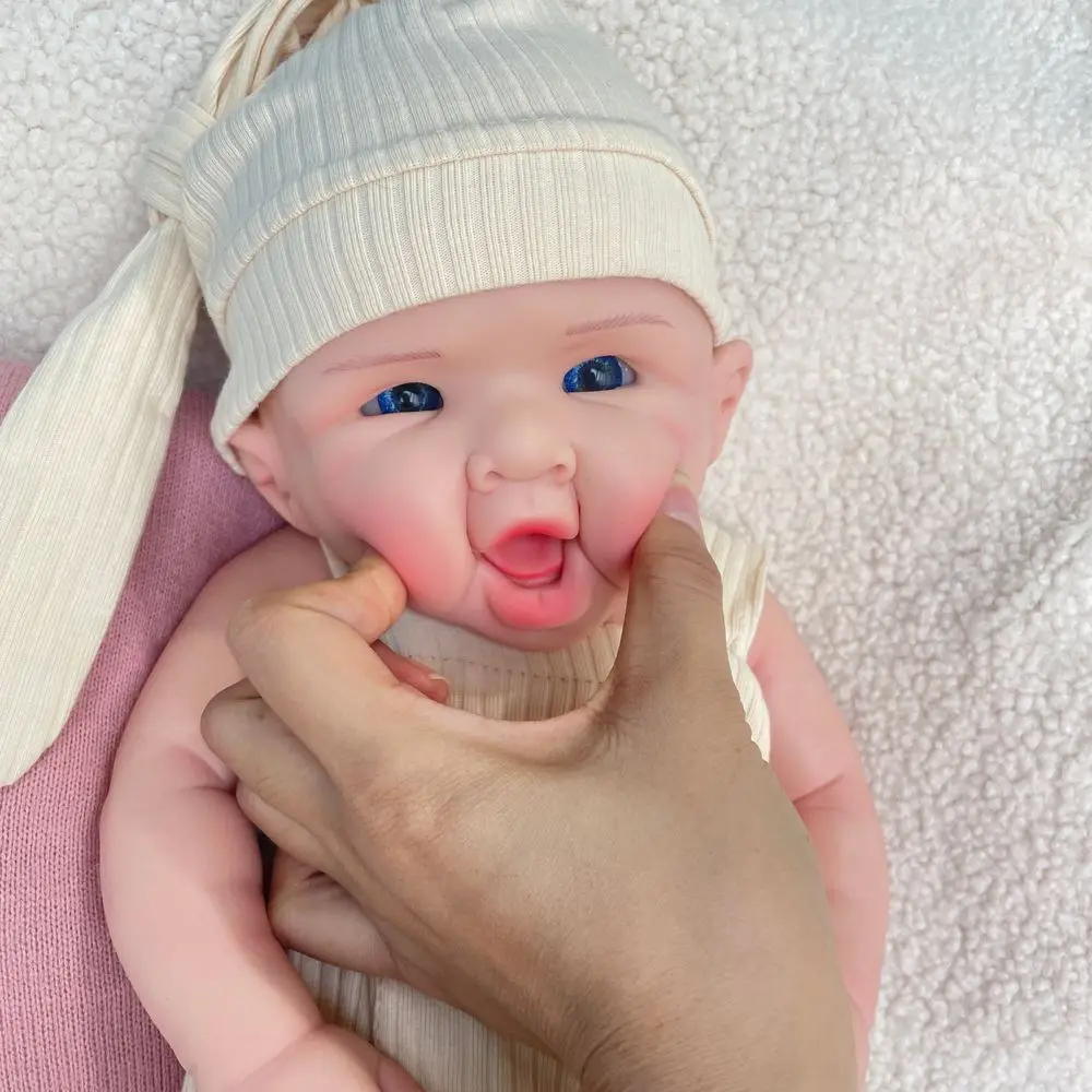 リアルな 19 インチシリコンリボーン女の赤ちゃん青い目 100% ソフトボディ加重洗えるフロッピー新生児人形抗ストレス子供のおもちゃ